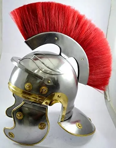 Roman Centurion Helmet Armor Helmet with Red Plume  Reproduction Reenactment Roman Centurion Helmet Medieval Knight Officer Vint