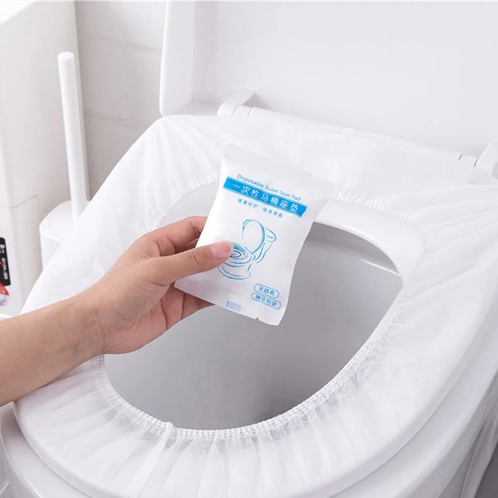 10pcs Disposable Waterproof Toilet Seat Cover Portable Double-layer Thickened Toilet Pad Cover Cushion for Travel Hotel Home