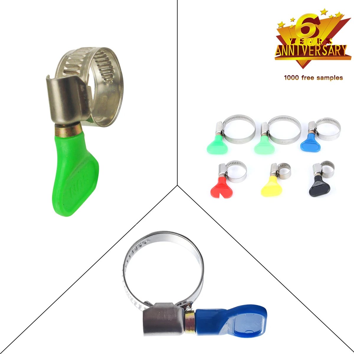 2024 German 201 material Stainless steel Butterfly with plastic handle hose clamps