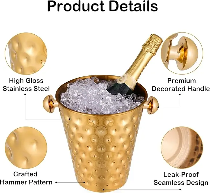 Unique taper single wall handmade coins Design Party Tub Bottle holder Beer Cooler Quality ice Bucket KGN BW 7047 multi color 3L