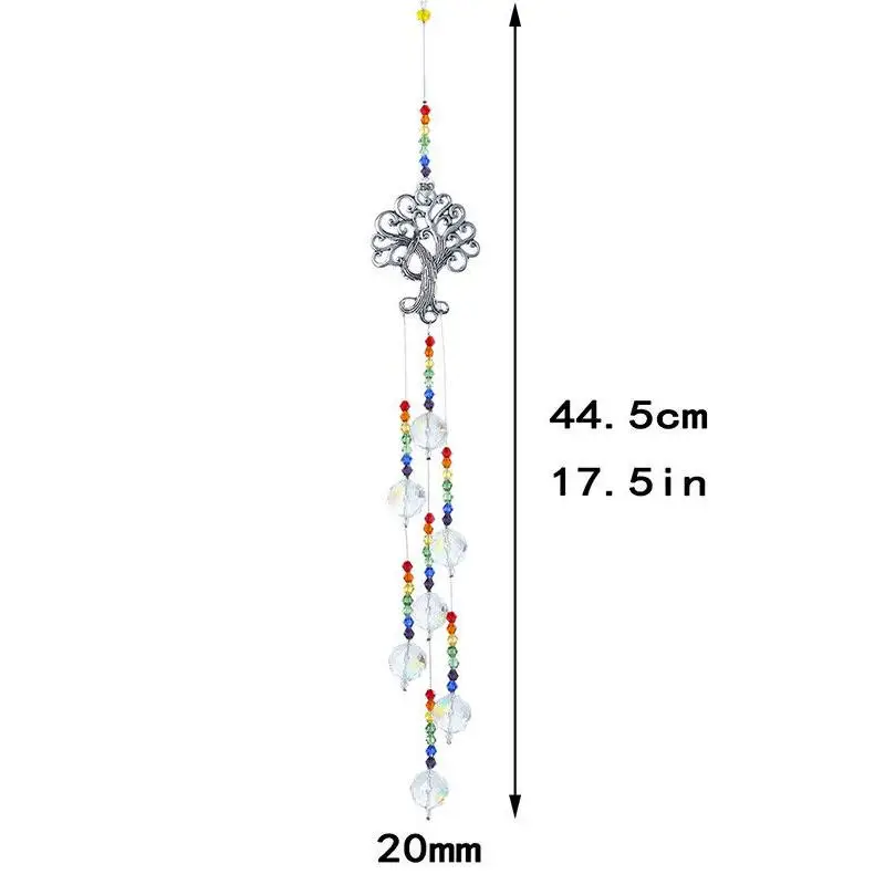 Hanging Rainbow Maker Life Tree Ornament Crystal Suncatcher Balls Pendant For Home Garden Indoor Outdoor Decoration