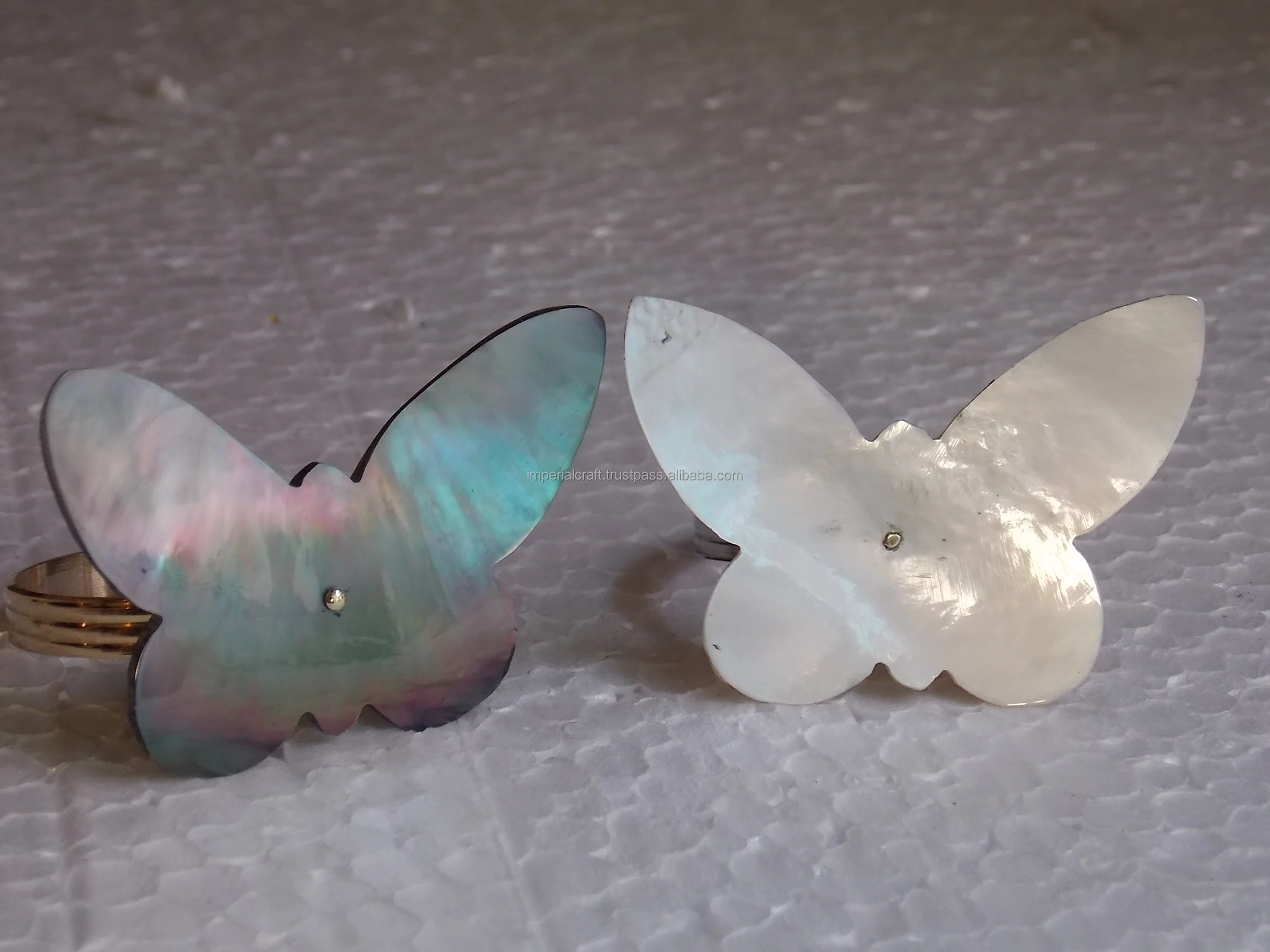 top ranking mother of pearl and metal napkin holder ring for weddings and table decoration new flower design