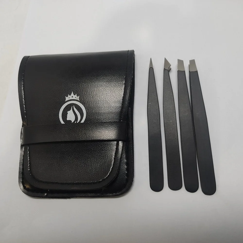 Tweezers Set - Professional Stainless Steel Slant Tweezers for Eyebrows Eyelashes