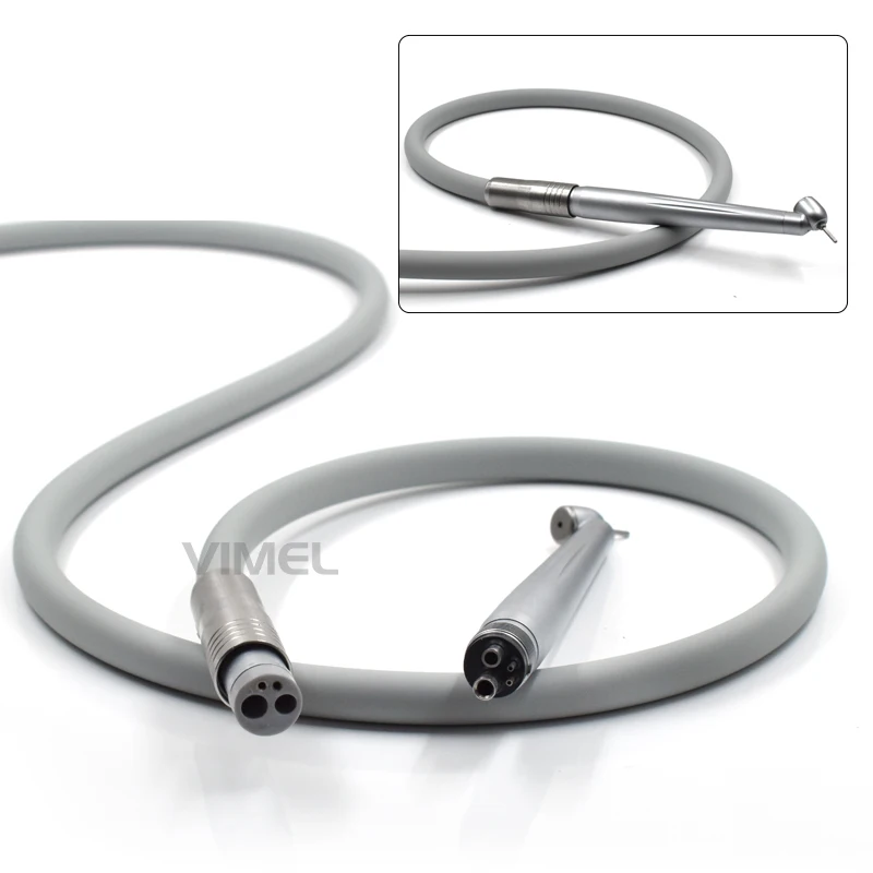 Dental Handpiece Tube 4 Hole Soft Silicone Gel Cable Hose with Connector for Dental Chair Unit Flexible Dental Handpiece Pipe