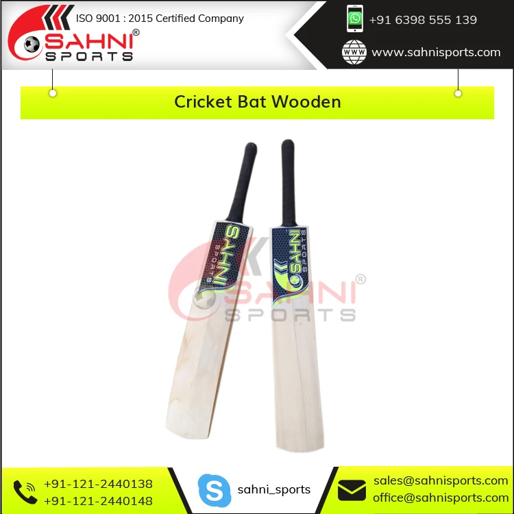 Top Quality Poplar Willow Made Well Crafted and Shape Short Handle Wooden Cricket Bat for Tennis Ball, Wind Ball & Plastic Ball