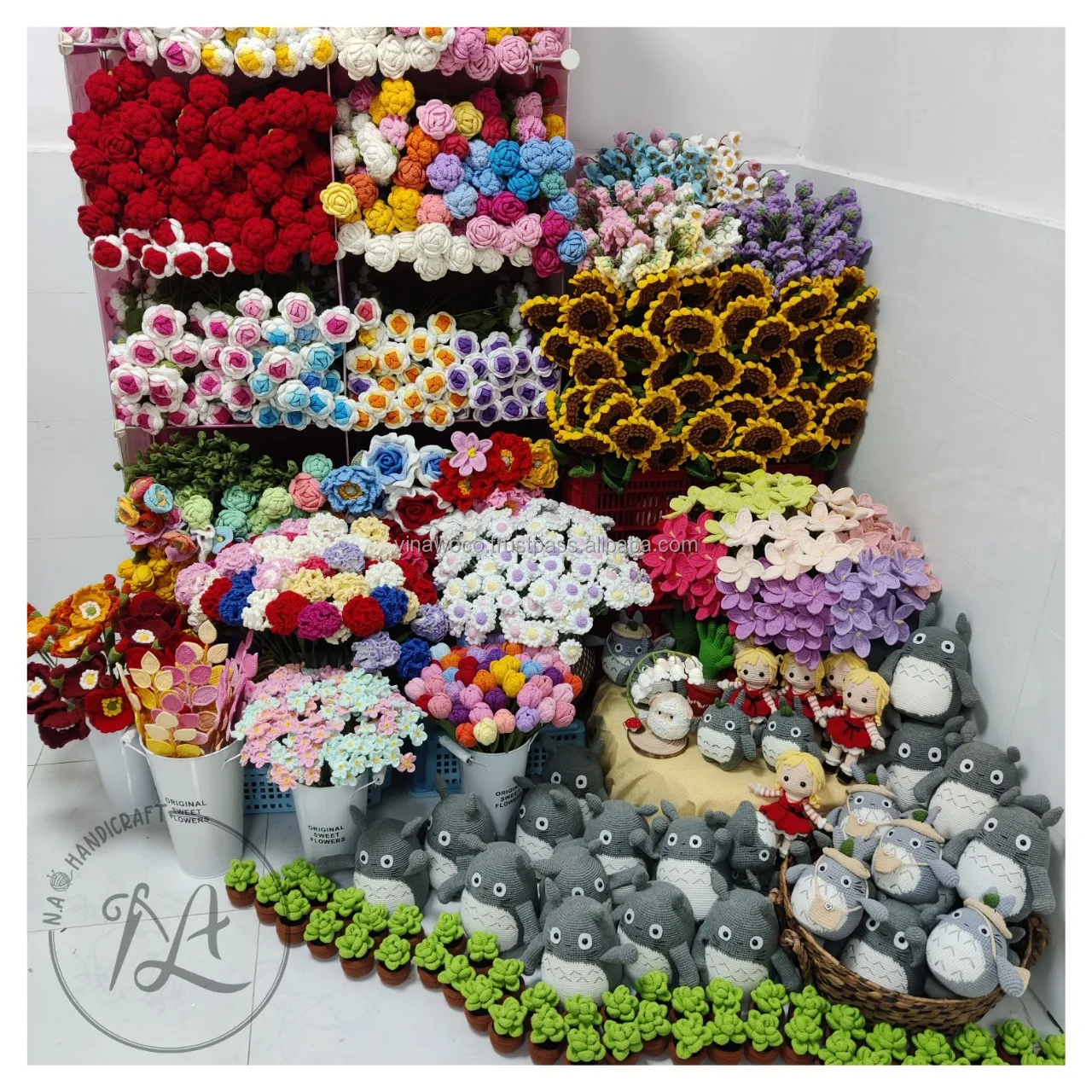 Handmade Flowers for decoration wedding artificial Amigurumi Crochet Flowers Vase Pots Decoration Flowers Articicial Amazon Amazon