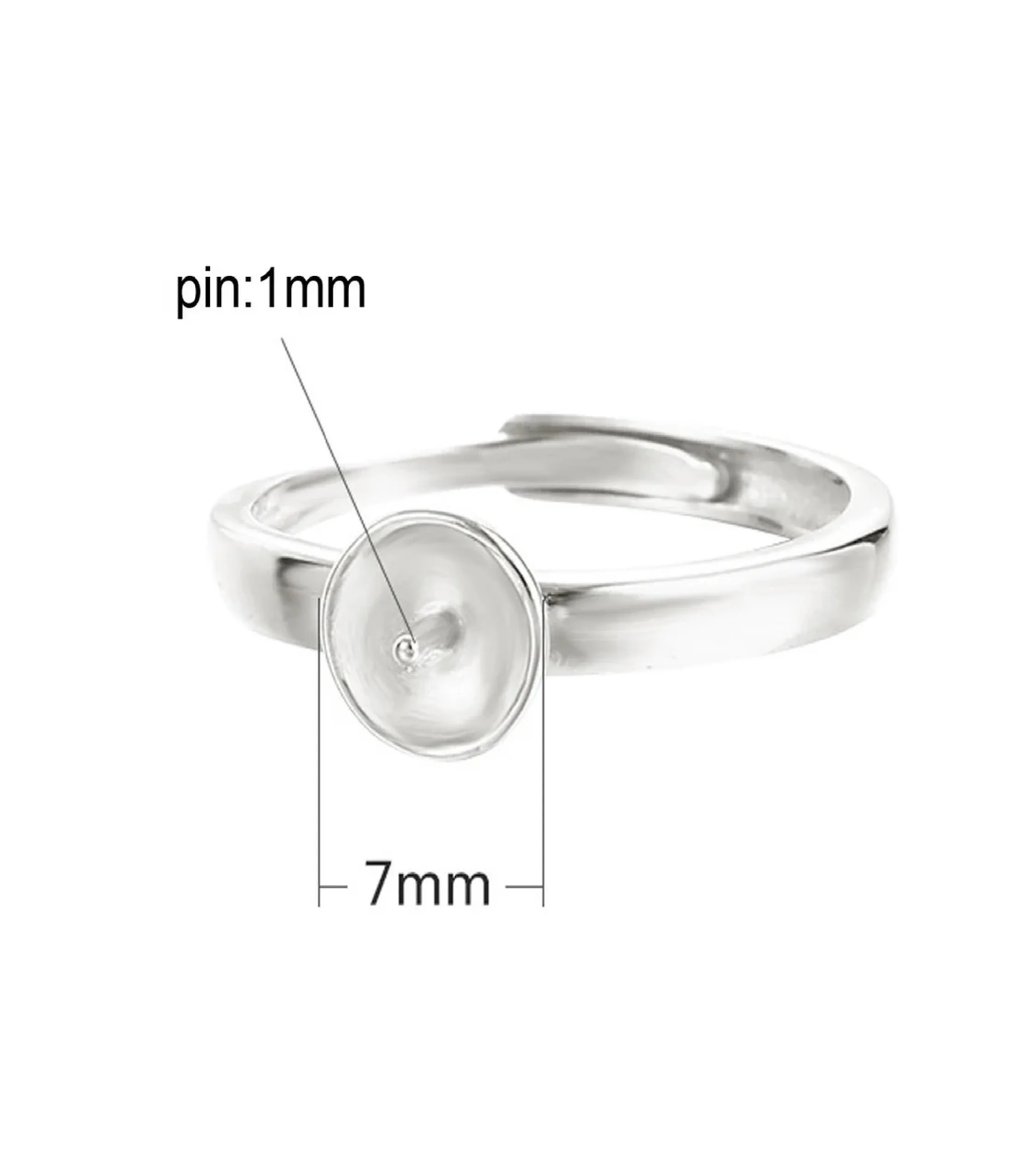 925 Sterling Silver Ring Eternity Vermeil Setting for 7-8mm Pearl Gems Adjustable Pearl Ring Mountings DIY Ring Making
