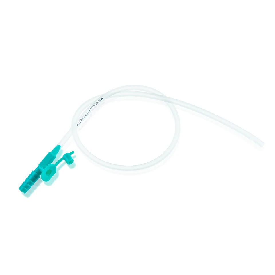 Bone CE/ISO Medical Grade PVC Crown Flat Tip with Thumb Control Vent Suction Catheter with Anti-kinking Tube