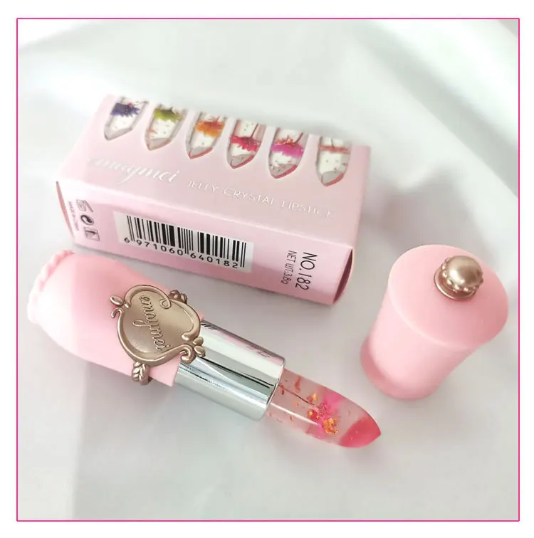 OEM custom waterproof dried flower jelly lipstick moisturizing transparent temperature color changing lip balm