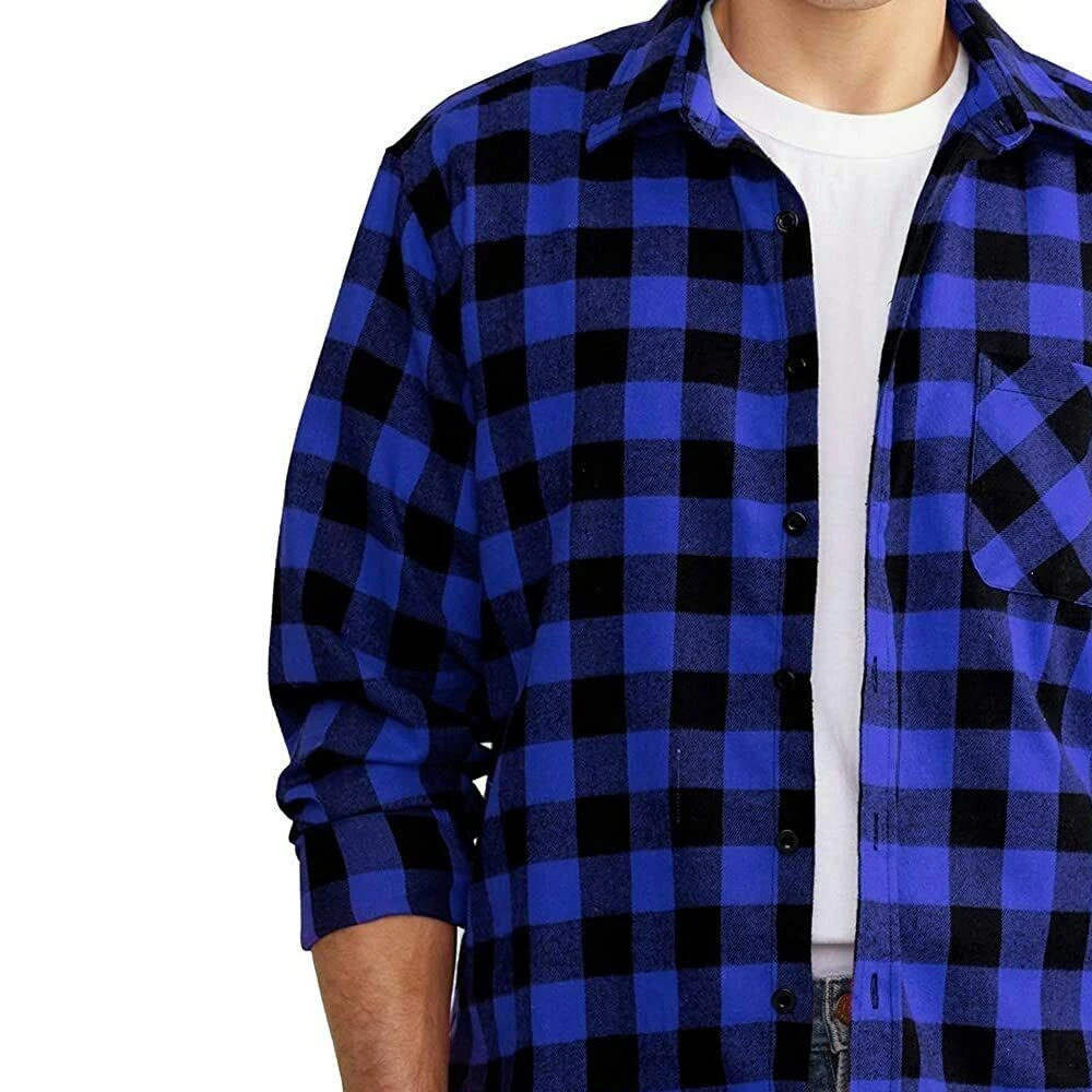Men Breathable fashion clothing urban custom 100% cotton merino wool plaid shirt long sleeve wholesale flannel shirt for men