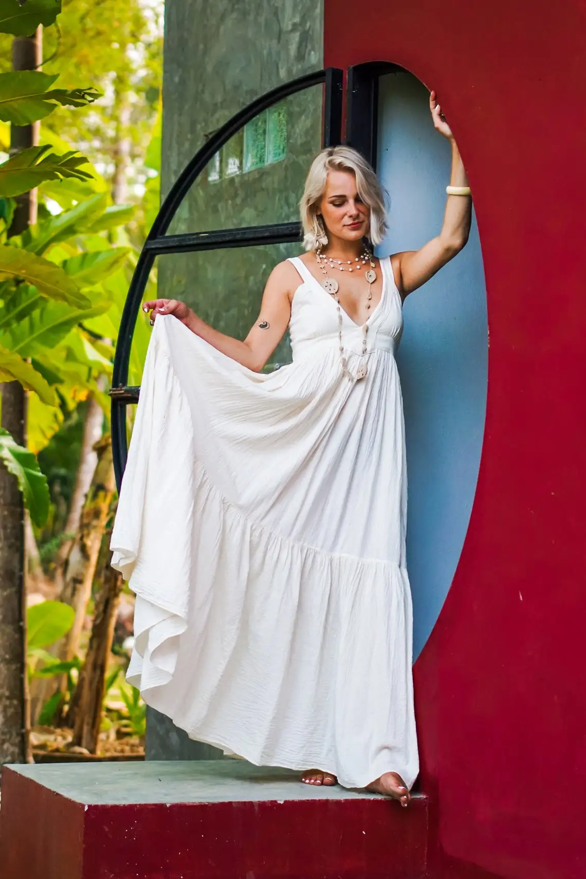 2024 Summer New Boho Sexy Maxi Dresses Sundress Plus Size Slip White Lace Dress Women Elegant White Boho Dress