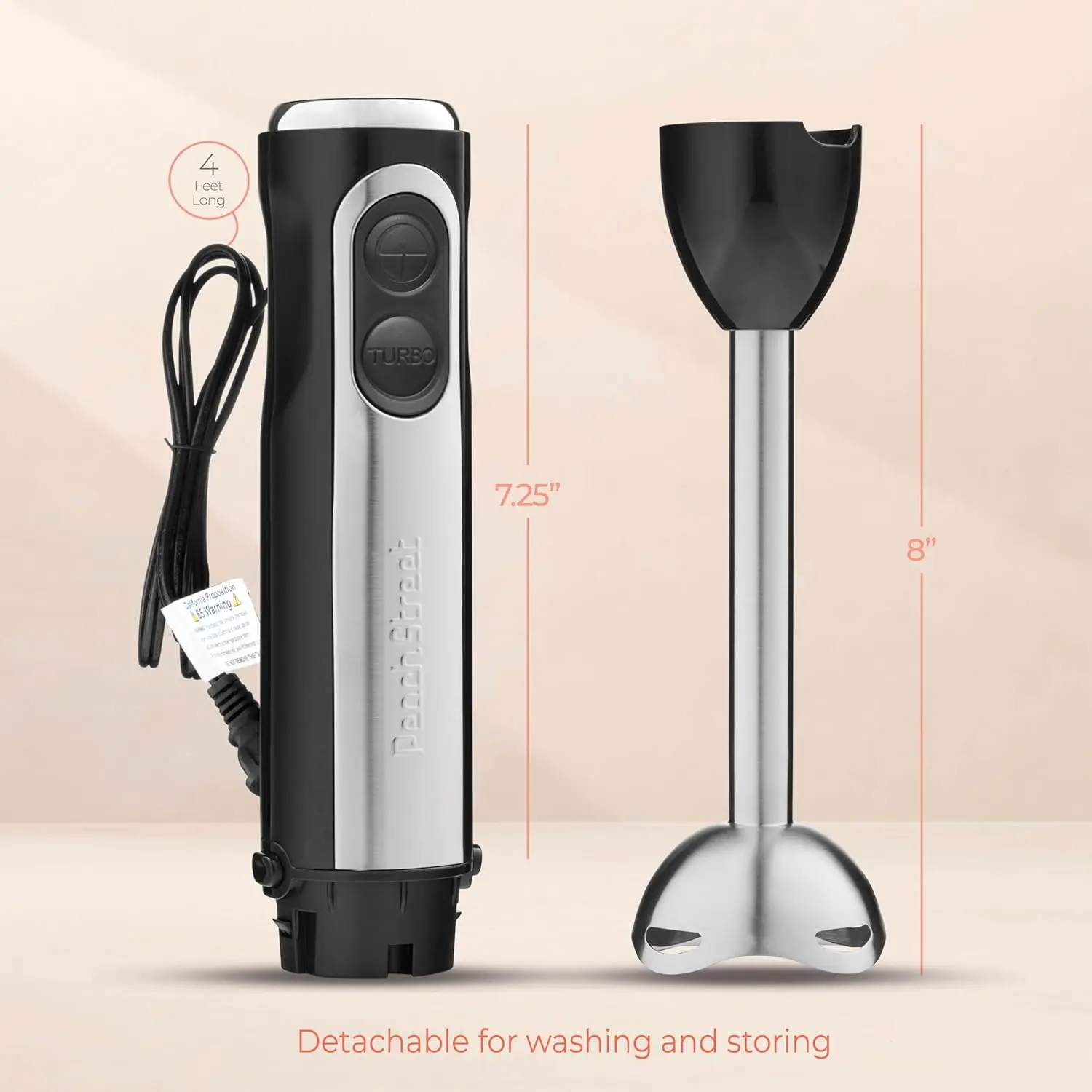 Powerful 500-Watt Immersion Blender with Turbo Mode Electric Hand Blender Detachable Base German Food Mixer for Kitchen Use