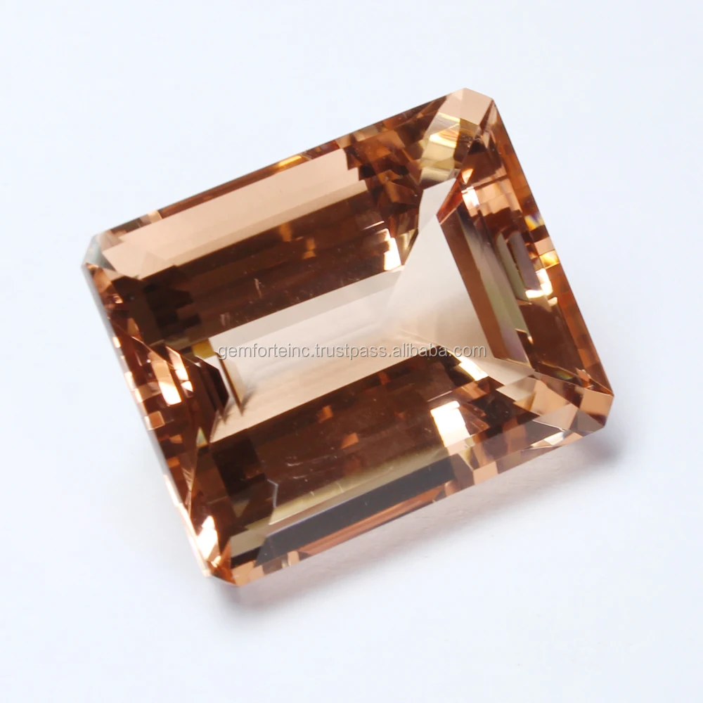 Peach Morganite Emerald Shape Faceted Cut Top Quality Natural Morganite Loose Gemstone Best Price High Carat Peach Morganite