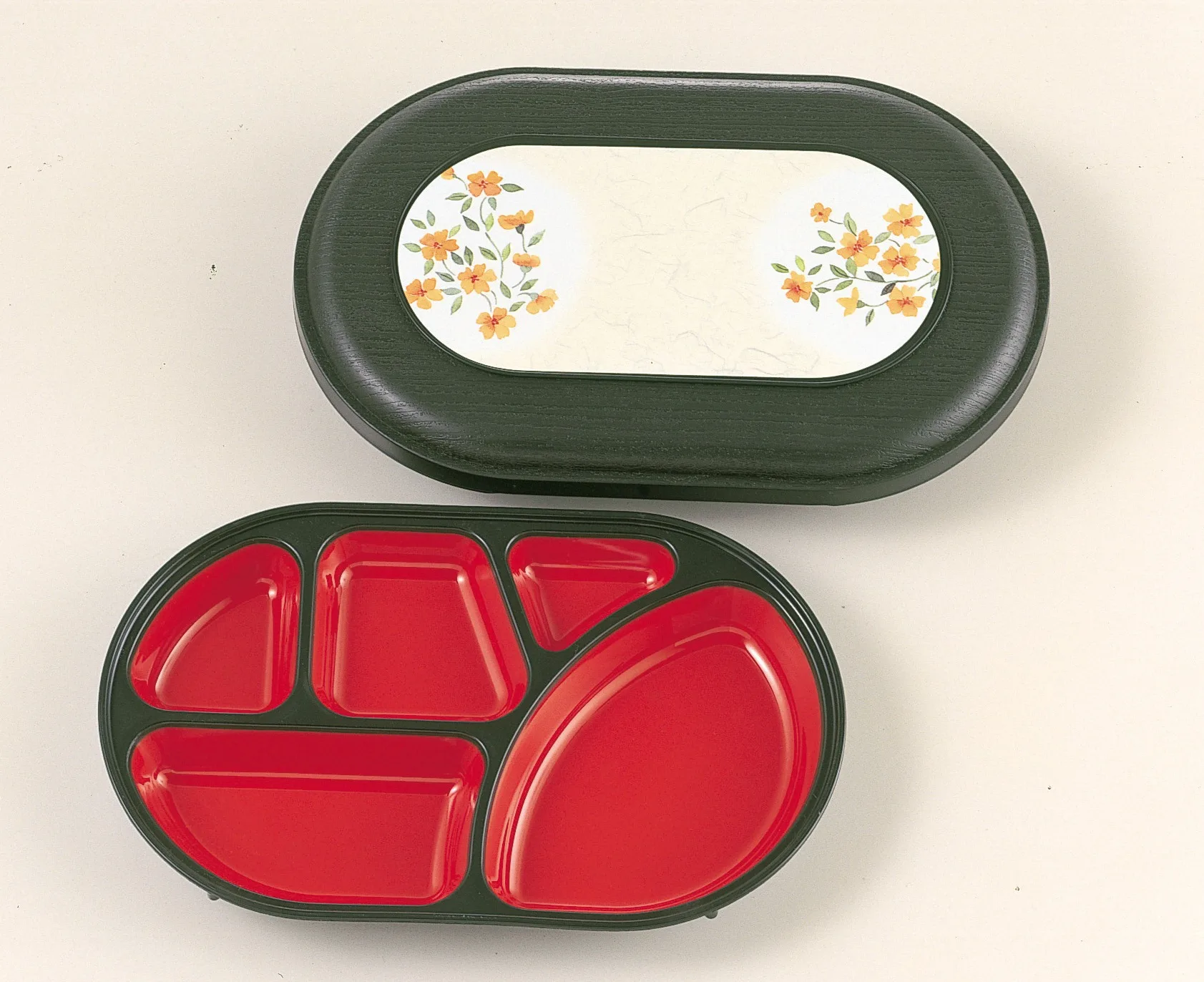 Japanese reusable bento lunch box dine-in restaurant 5 compartments microwavable dishwash machine safe plastic pp lacquerware