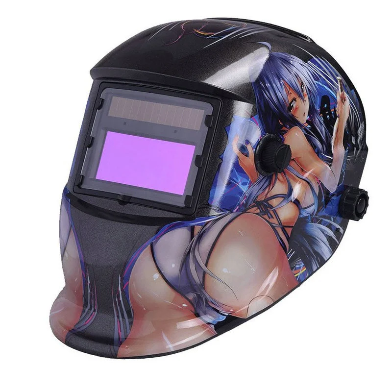 Full face safety protection widened lens adjustable range electric solar true color automatic darkening welding mask helmet