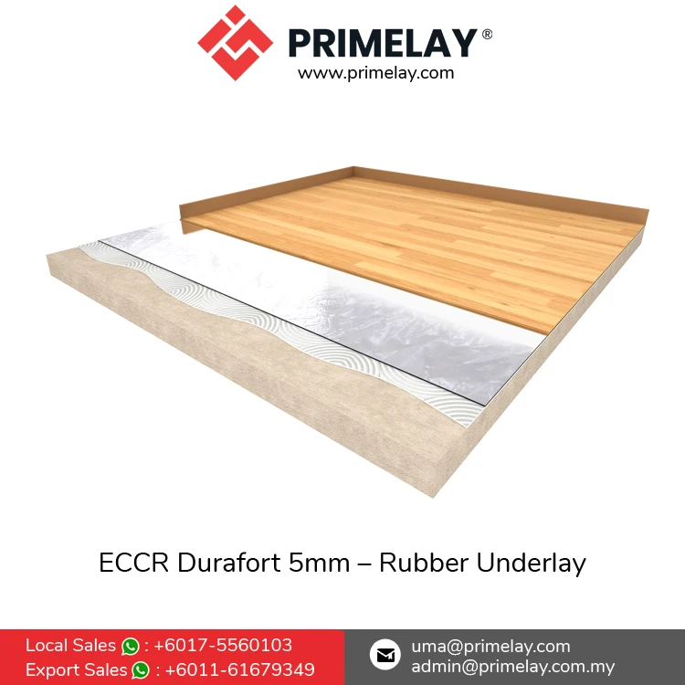 High Quality Engineered Hardwood Flooring Durafort 5 Crumb 5mm Rubber Carpet Underlay for Heavy Domestic & Commercial Uses