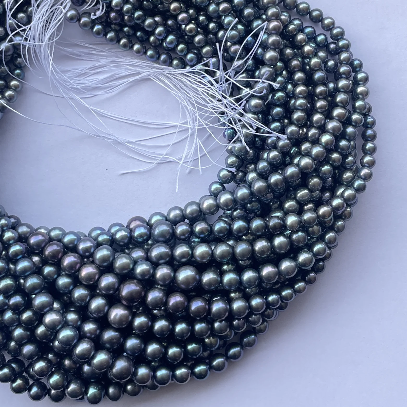 4mm 6mm 8mm Natural Black Rainbow Freshwater Pearl Stone Round Shape Beads Strand Wholesale Supply Jewelry Making Tahitian Real