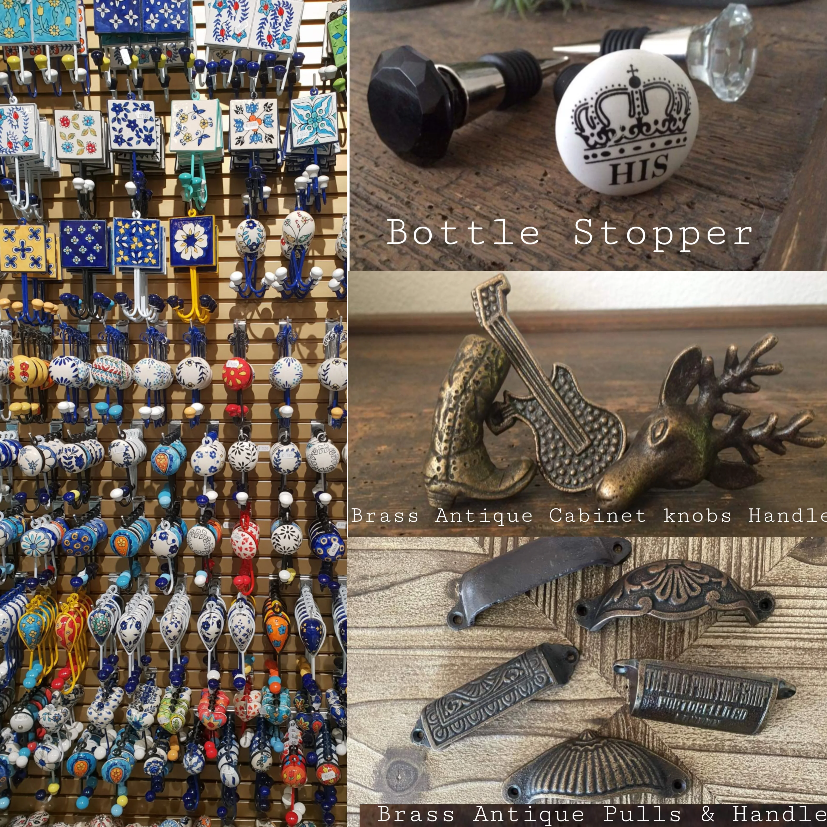 Vintage Ceramic Tile hooks with knobs Ceramic Hook Ceramic Wall Hooks India [ CIH 180]