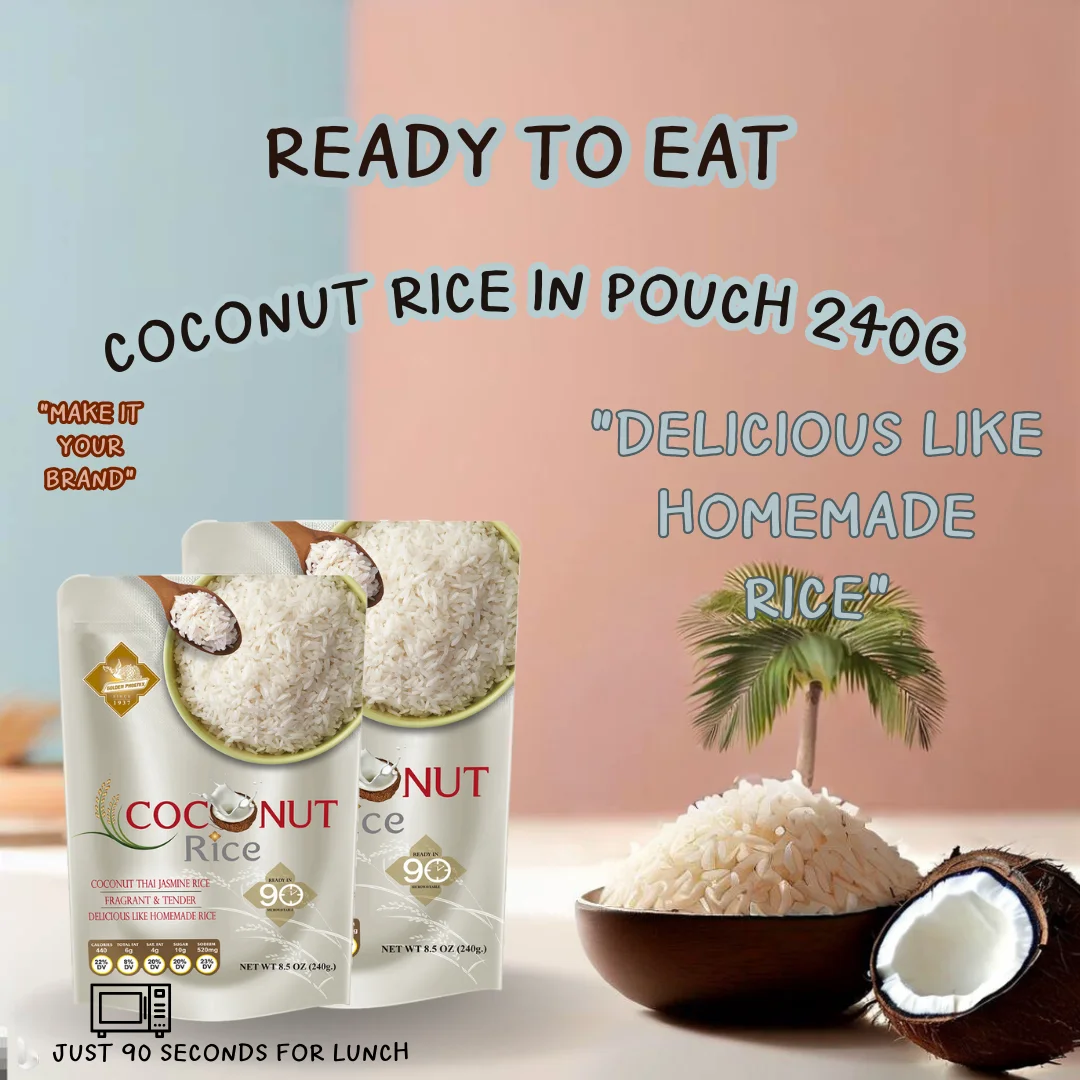 Ready to eat meals - Coconut Rice Thai Jasmine Rice Pack in Pouch 240g Instant Meal Microwave Ready to Eat Product form Thailand