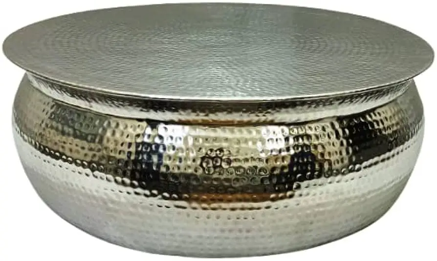 Cast Aluminium Table in Rough Nickel finish with Three Legs also Available in Mirror Polish Home Metal Furniture