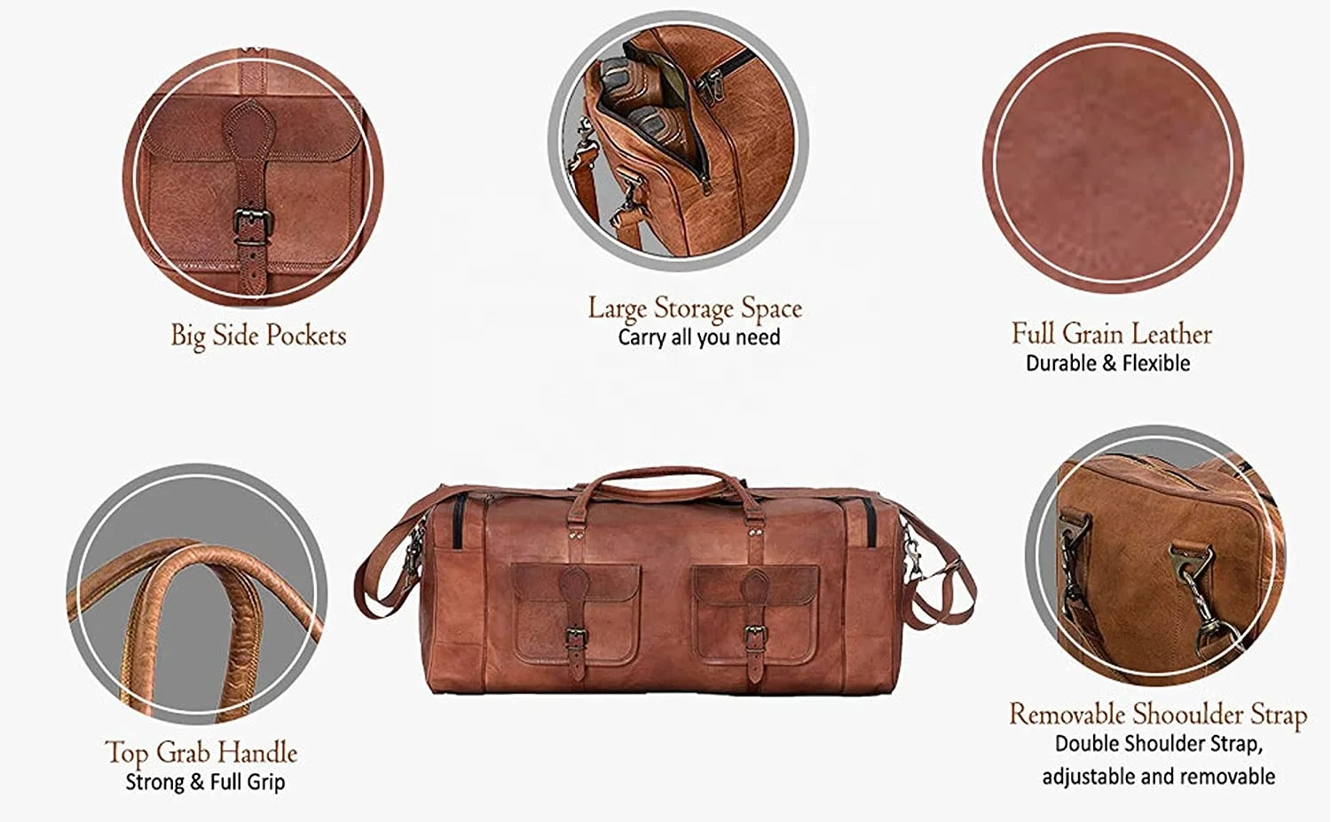 Large 32 inch duffel bags for men holdall leather travel bag/ overnight gym sports weekend bag/Custom travel  bag