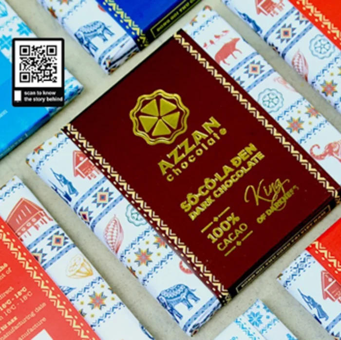 Premium Slightly Bitter And Sour Taste Distinct Cocoa Flavor Azzan Dark Chocolate 100% Cacao Made In Vietnam