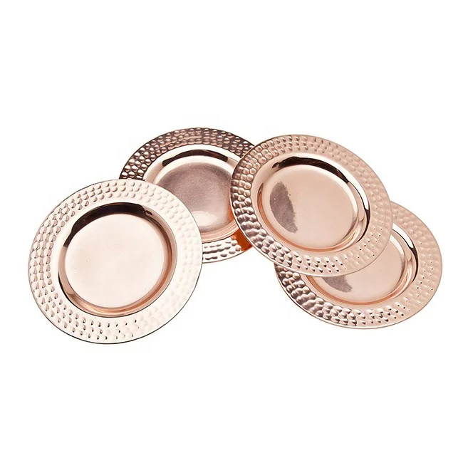 100% Pure Copper Round Coasters- Set of 4 Made in India.