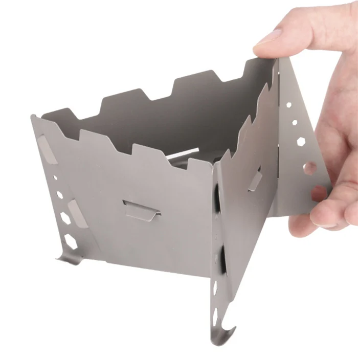 Outdoor Pure Titanium Solid Alcohol Stove Bracket Windbreak Portable Simple Assembly Picnic Titanium Stove