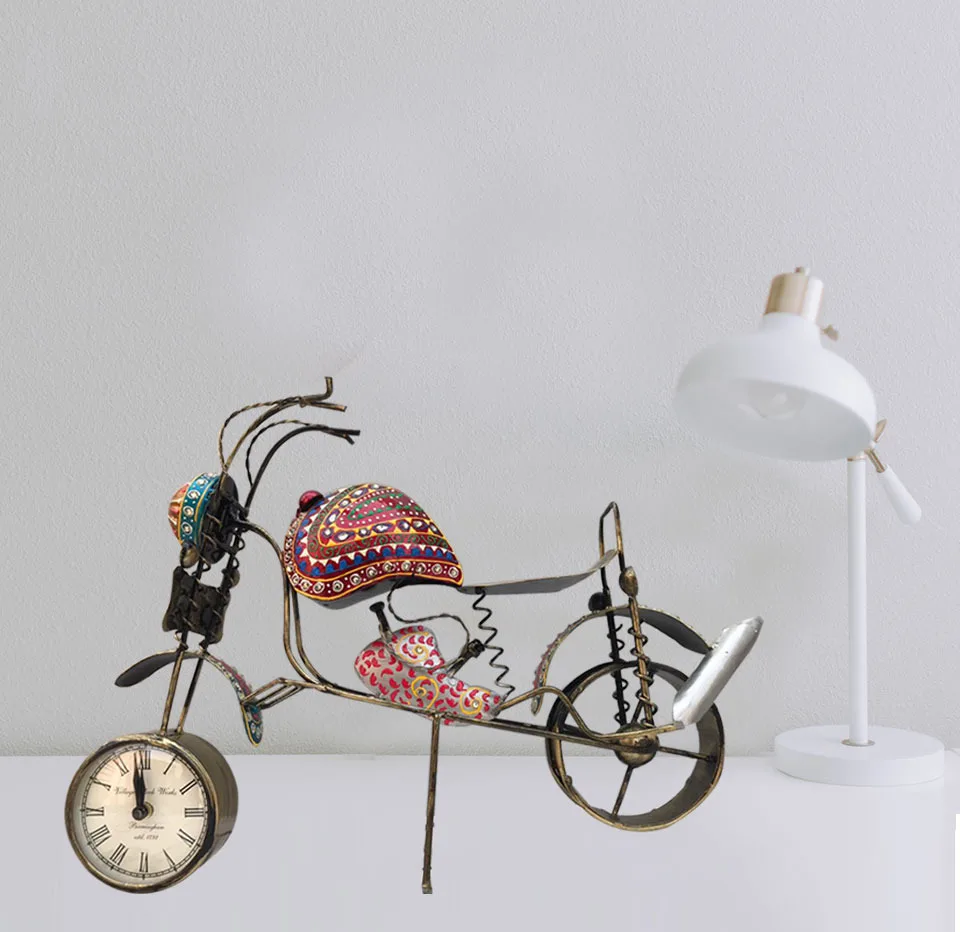 Металлические настольные часы в форме велосипеда, декоративный подарок, Showpiece, домашний декор, в форме мотоцикла, аналоговые антикварные часы для дома, стола,