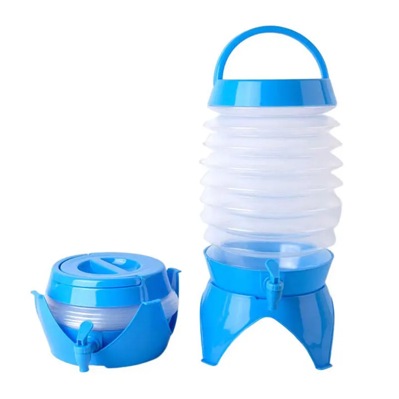 Camping Drinking New Dispenser Carry Big Round Plastic School Children Portable Outdoor Bottle Collapsible Water Container