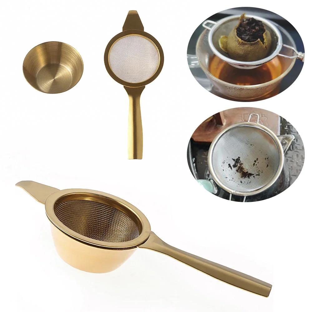 Stainless Steel Tea Strainer in Elegant Gold Color for Brewing Coffee and Tea Espresso at Home or in Hotels