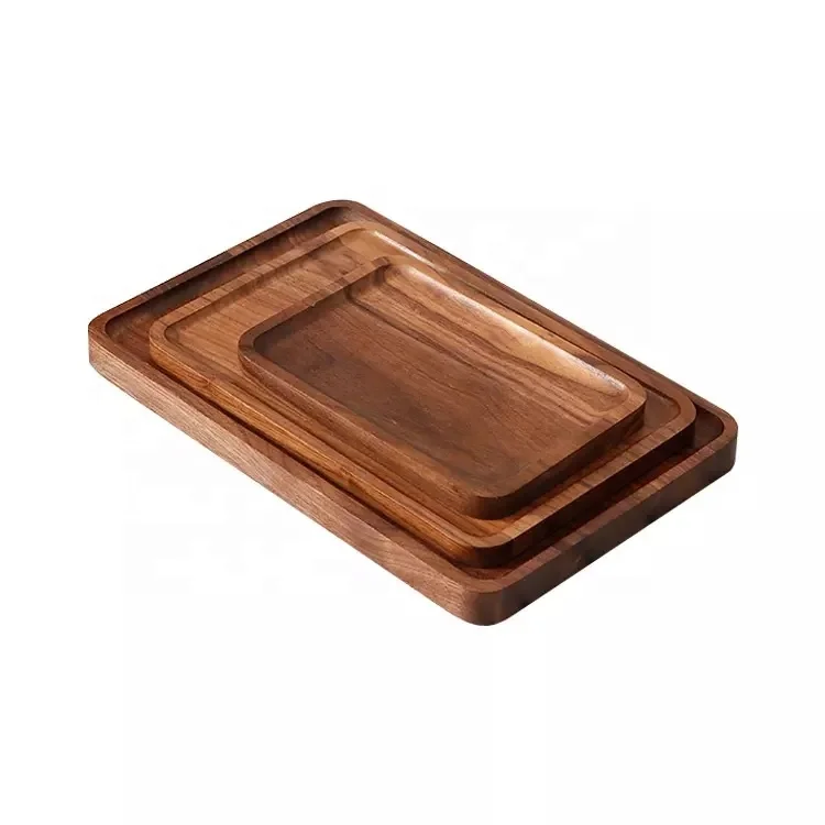 natural acacia wood food serving trays rectangular tea coffee wooden tray
