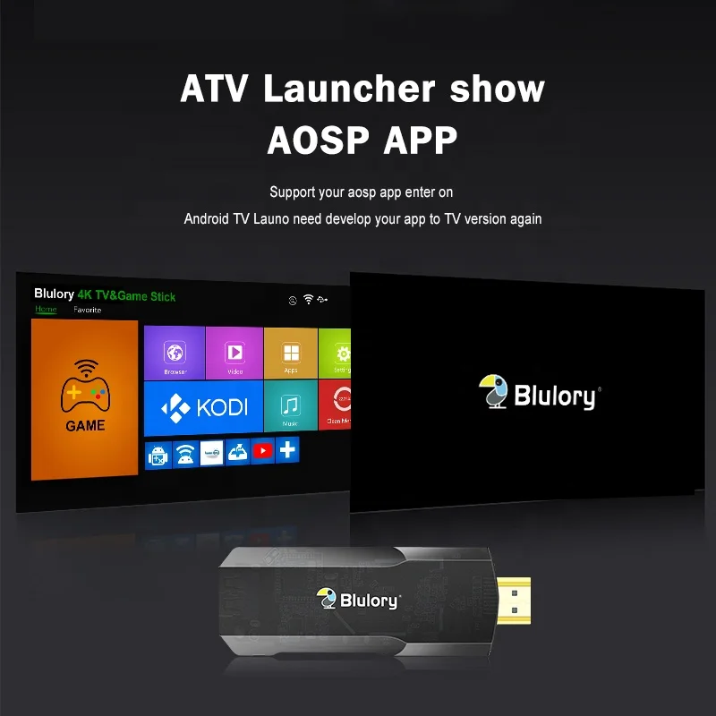 Global Version Blulory 4K TV stick Game stick 2 in 1 Android TV 12.0 1GB 8GB HD MI 2.0 Quad-Core CPU Dual-Core GPU HDR