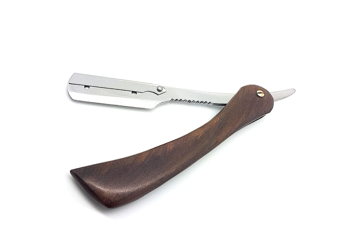 MACLURA Half Blade Shavette Razor Wood Handle Swing Lock Free Logo-Barber Straight Razor Triple Single Disposable Underarm