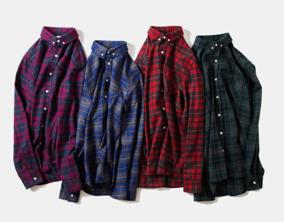 Men flannel plaid tie-dye casual slim fit or regular fit long sleeve as well as short sleeve collar dip dye asked sizes shirts..