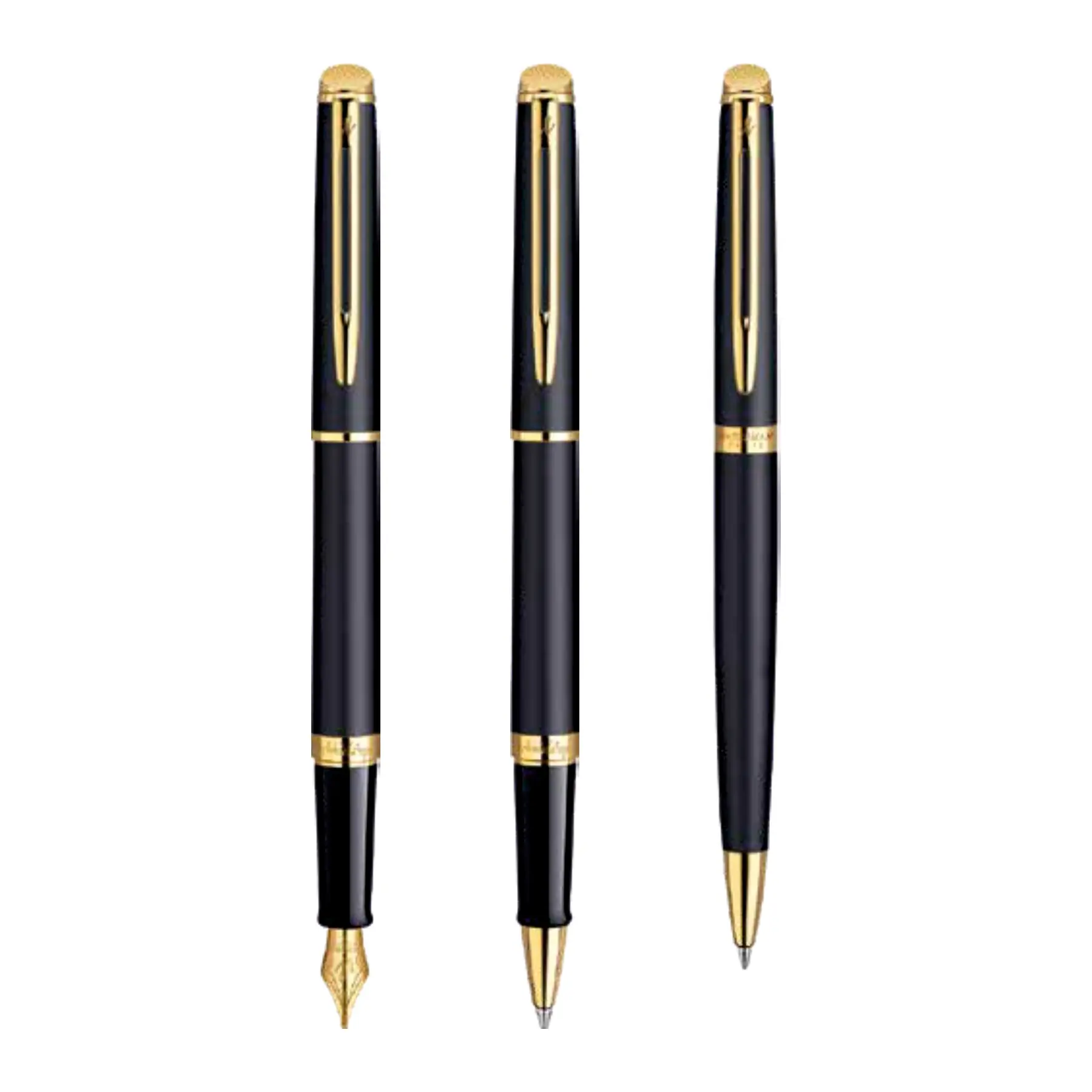 Custom Elegance Waterman Hemisphere Matte Black Gold Trim Pen Promotional Corporate gift set & Roller Fountain Ballpoint pens