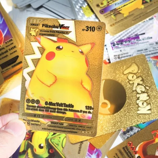 poke mon Cards Metal Gold Vmax GX Energy Card Charizard Pikachu Rare Collection Battle Trainer Card Child Toys Gift