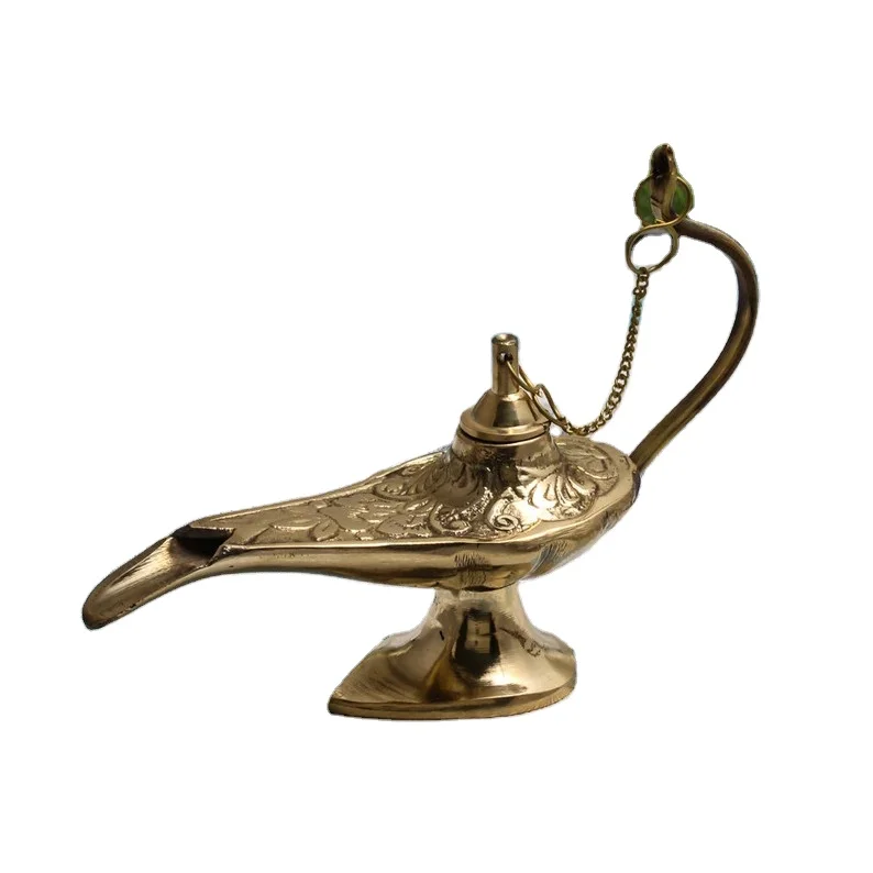 Brass Aladdin Genie Lamp in Folk Art Style with Metal Plating Die Cutting Printed MZ 318 Model for Home Decoration Badge