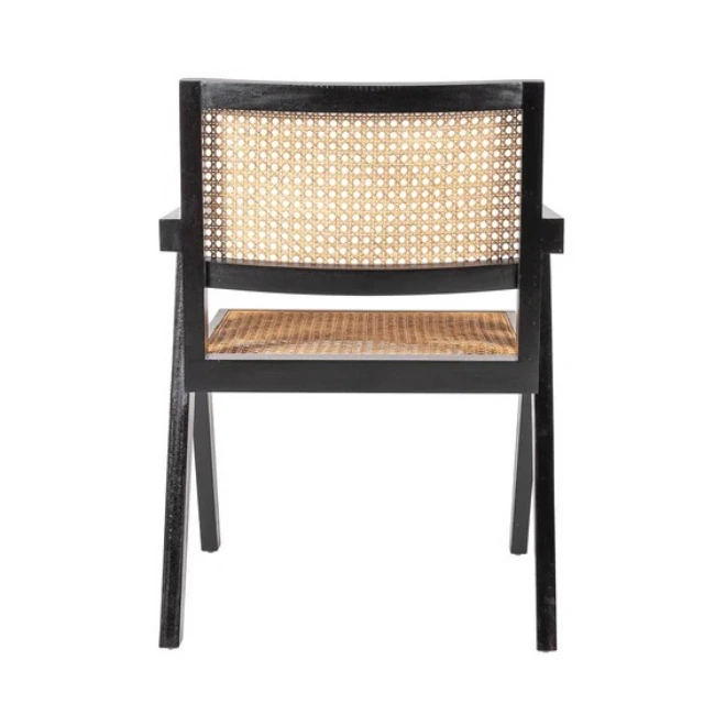 Wholesale Nordic Cane Dining Chair Rustic Hand Chair Frame Solid Wood Armchair Rattan Chair Mango Wooden Modern European