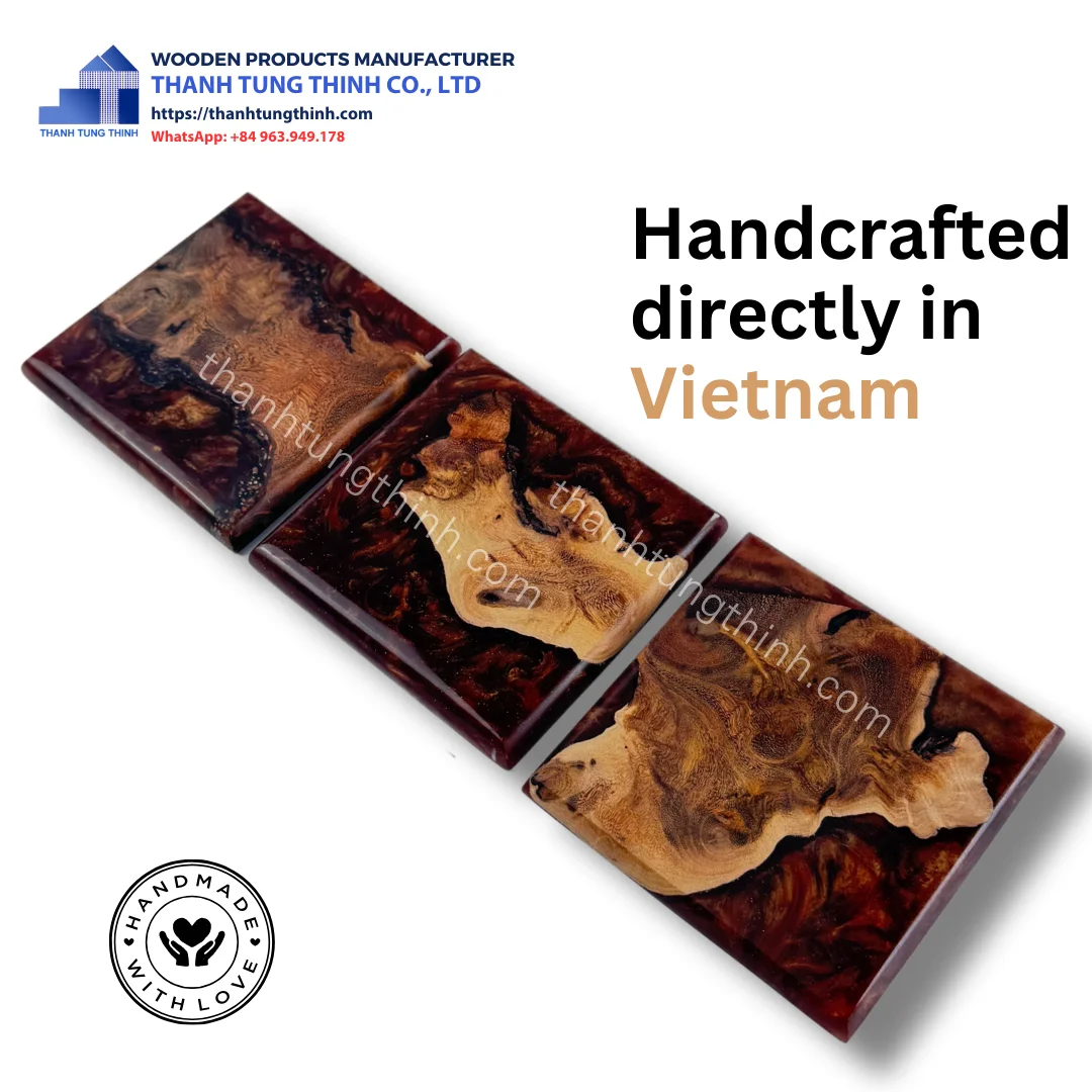 Best Seller 2024 Unique Resin Wood Coaster For Kitchenwares from Vietnam Manufacturer WhatsApp: +84 901052217