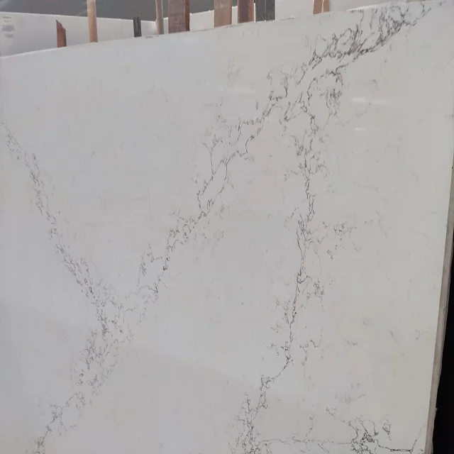 2023 Best selling Quartz Statuario Classic White polished slab for home Flooring and Kitchen wall at Cheapest Price