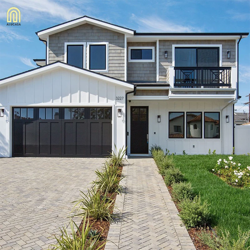 Alucasa European Residential Automatic Roll Up Aluminum Frosted Glass Bi Folding Garage Door