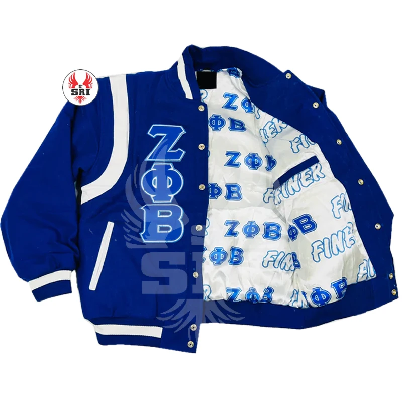 Zeta Phi Beta Sorority Embroidery Women Letterman Jacket | ZPB Sorority Embroidered wool body leather sleeve Letterman Jacket