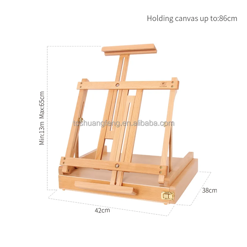 Table Easel & Sketch Box with  Drawer- Shuangfeng Oiled Beechwood Finish W05B