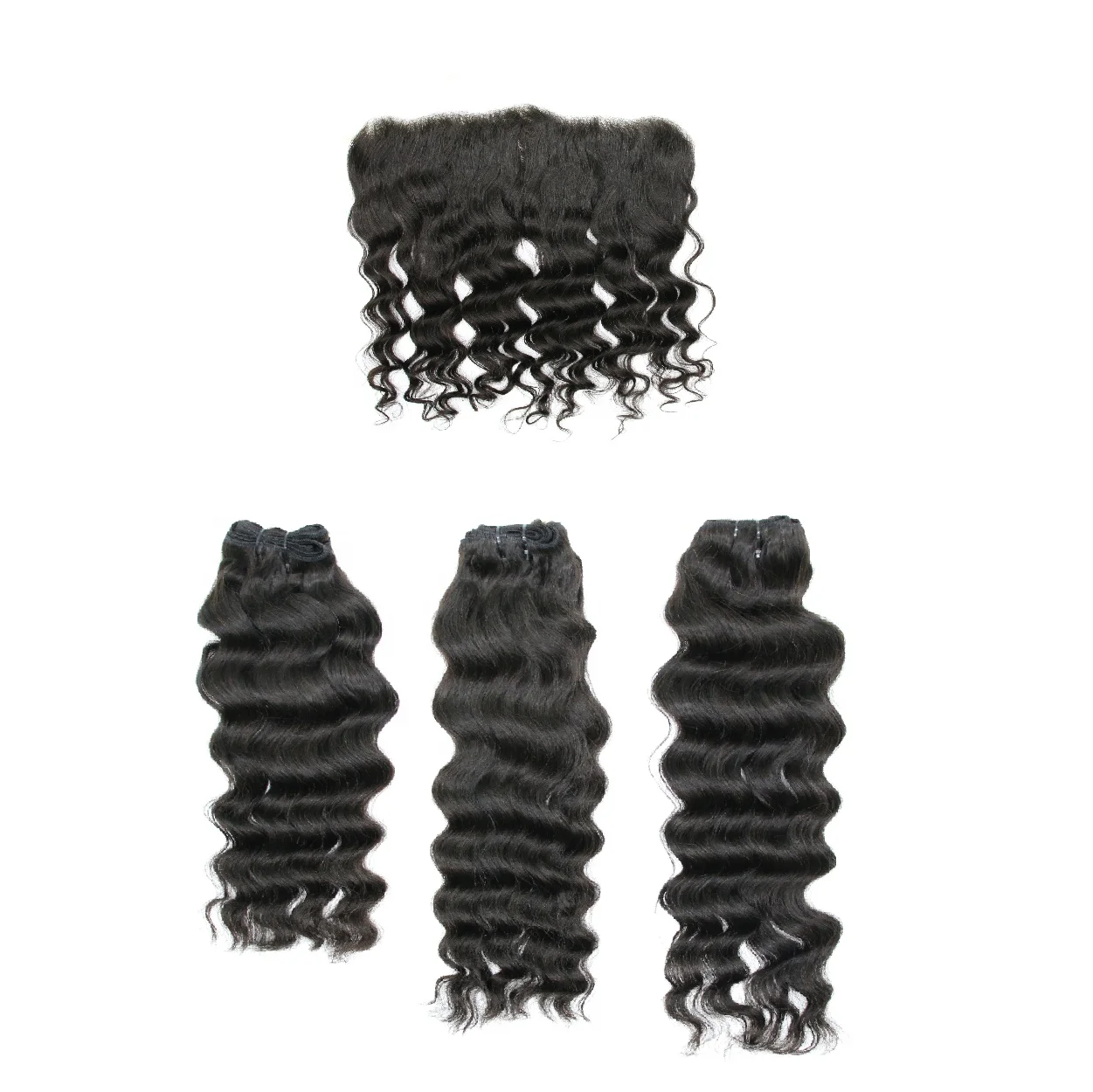 Wholesale high quality 100% human hair extensions hair bundles with lace closure and frontal for wig making factory pr