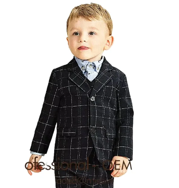 Blazer for boys Mixed Color Plaid Pattern Gentleman Outfit Suit Jacket & Pants Set Gaoteng Customization