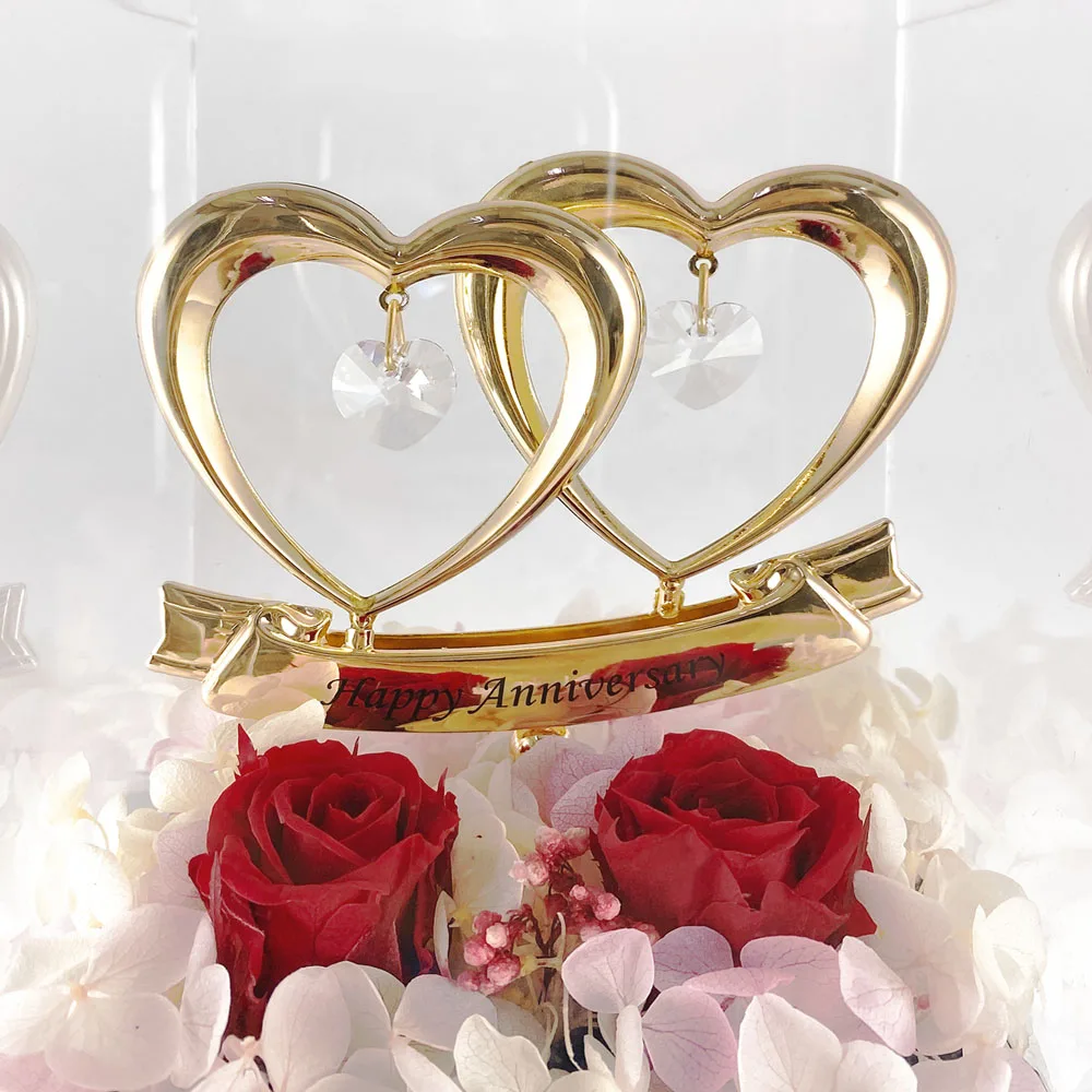 Crystocraft Eternal Forever Roses Flower Box Gold Plated Double Hearts Figurine Bohemia Crystals 50th Anniversary Gift