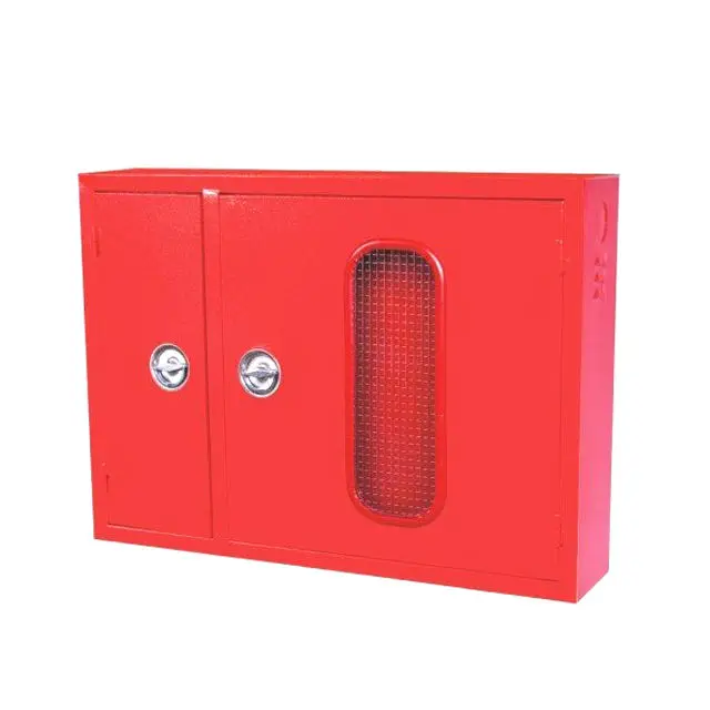 High quality fire protection system recessed fire hose reel box double door fire hose reel cabinet