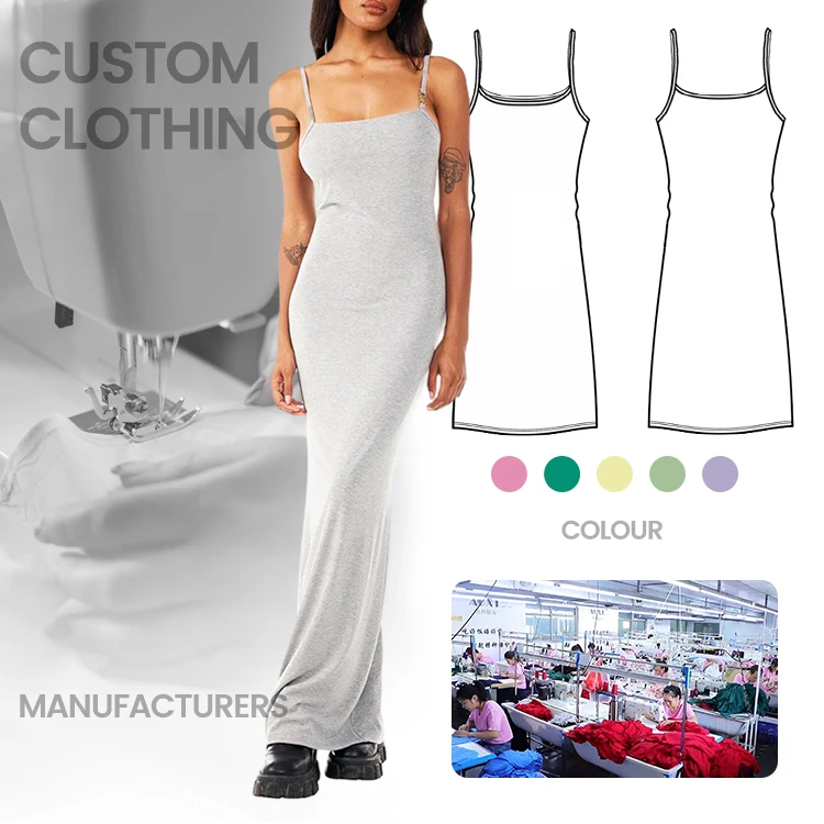 OEM clothing manufacturer casual vestidos custom designer fashion lady elegant summer clothes sexy bodycon long dress for women