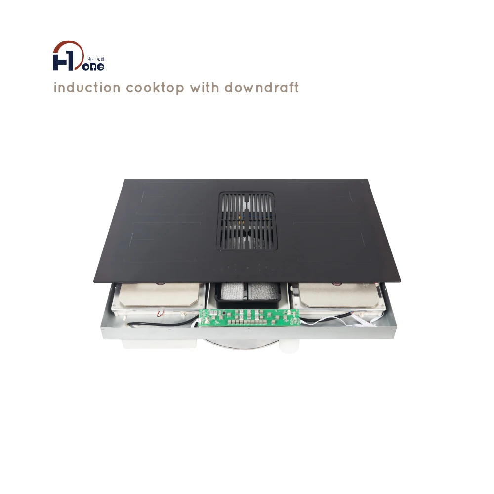 Black Induction Hob with Downdraft Extractor Fan & Filter